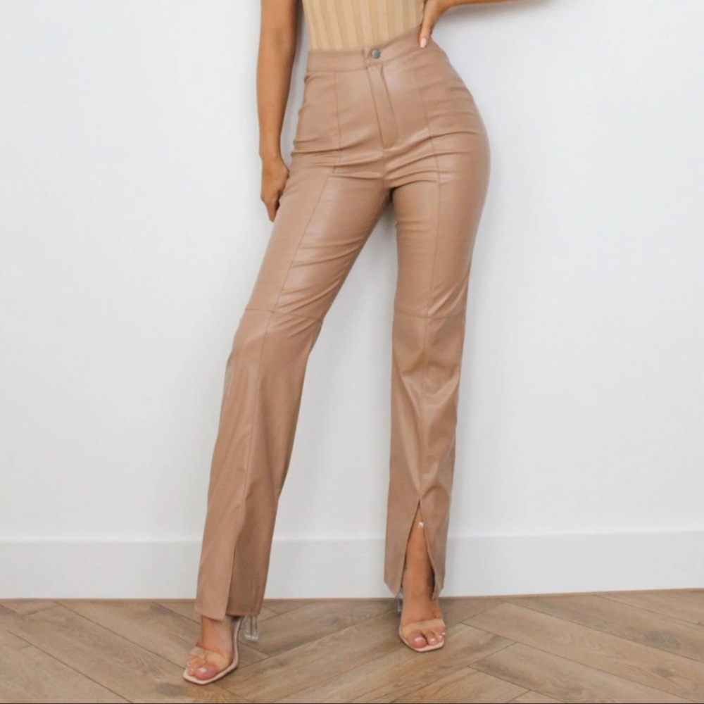 Tan High-Waisted Women's Pants